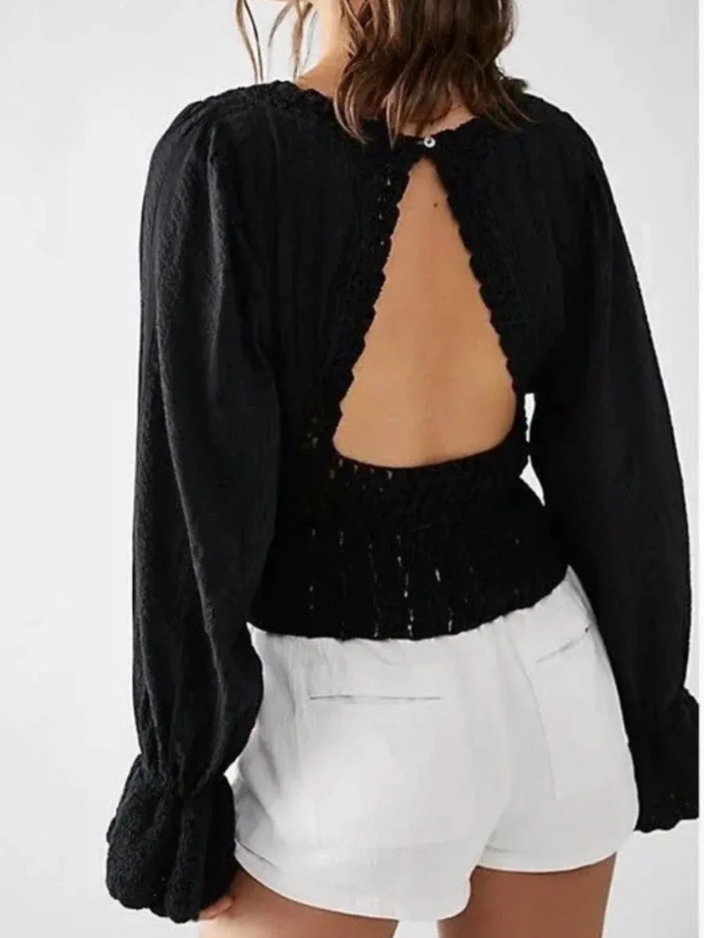 Free people Megan Crochet Top in black size large